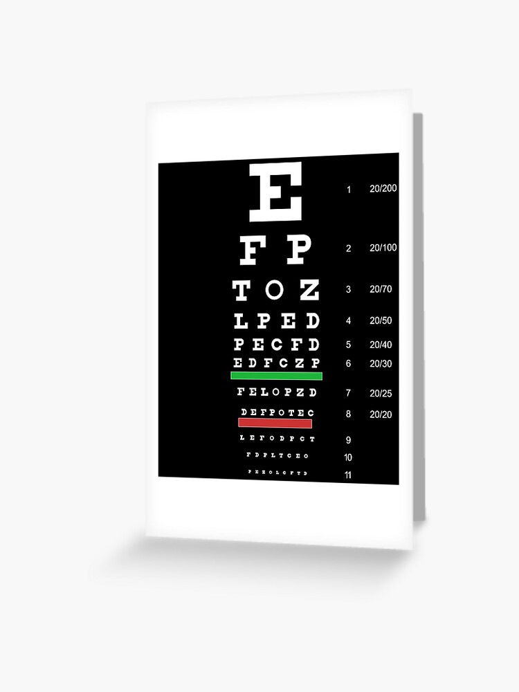 Snellen Chart Optimetric Eyesight Test Greeting Card for Sale by