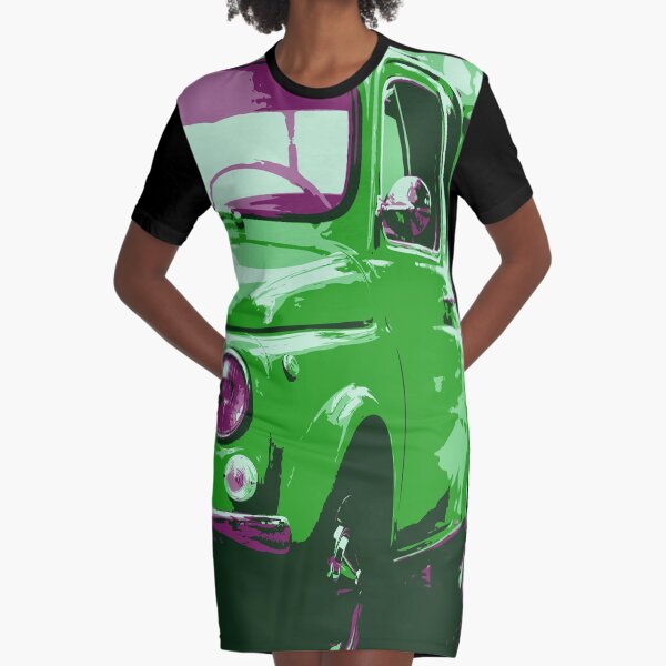 Classic FIAT 500 Abarth - Cute Little Italian Retro City Car Graphic T-Shirt Dress