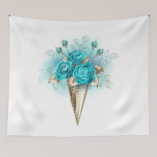 Item preview, Waffle Cone with Turquoise Roses designed and sold by Blackmoon9.