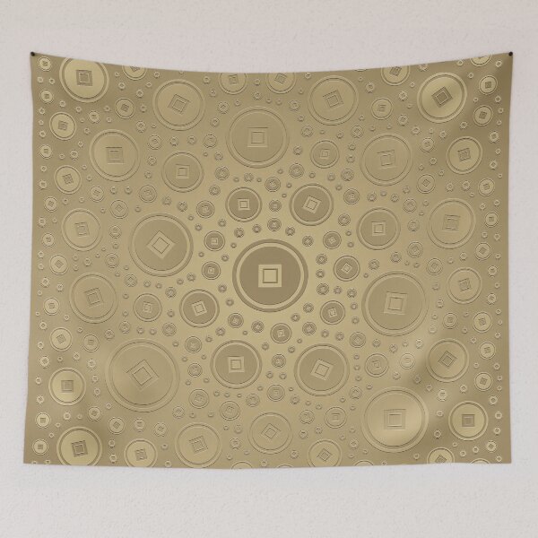 Item preview, Lucky Chinese coins pattern pastel gold designed and sold by k9printart.