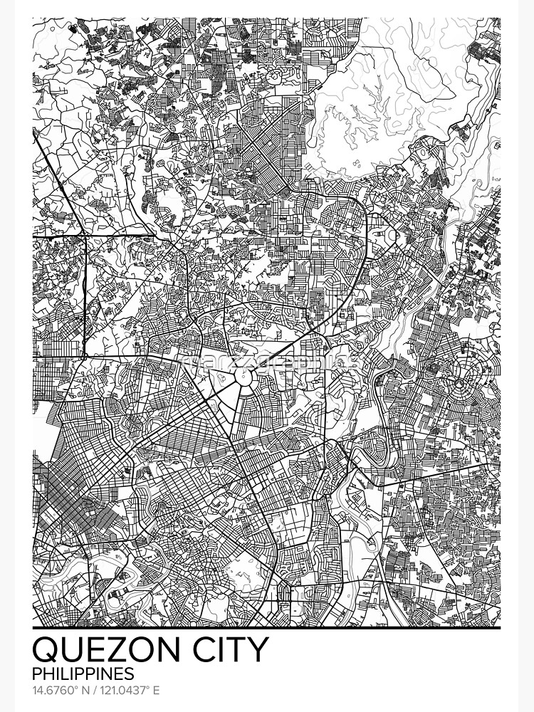 "Quezon City map poster print wall art, Philippines gift printable, Home and Nursery, Modern map