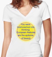 you were brainwashed into thinking european features are the epitome of beauty Women's Fitted V-Neck T-Shirt