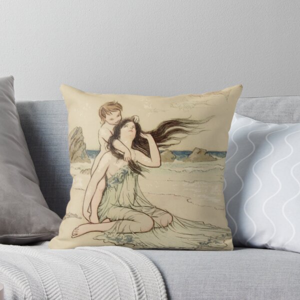Item preview, Mother and child on the beach illustration designed and sold by Vintage Designs +.