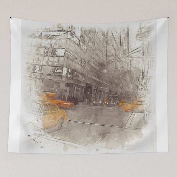 Item preview, NYC Yellow Cabs Night - SKETCH designed and sold by Art-Frankenberg.