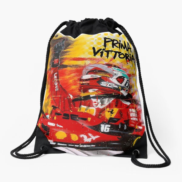 Charles Leclerc "Prima Vittoria" graffiti painting by DRAutoArt Drawstring Bag