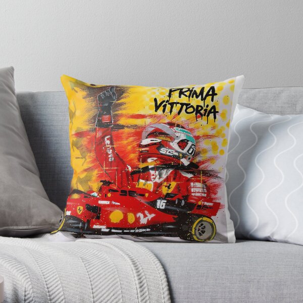 Charles Leclerc "Prima Vittoria" graffiti painting by DRAutoArt Throw Pillow