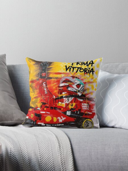 Charles Leclerc "Prima Vittoria" graffiti painting by DRAutoArt Throw Pillow