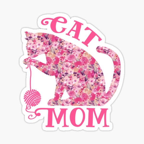 Cat Mom Floral Kitty Sticker