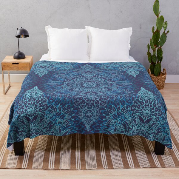 Item preview, Aqua, Cobalt Blue & Purple Protea Doodle Pattern designed and sold by micklyn.