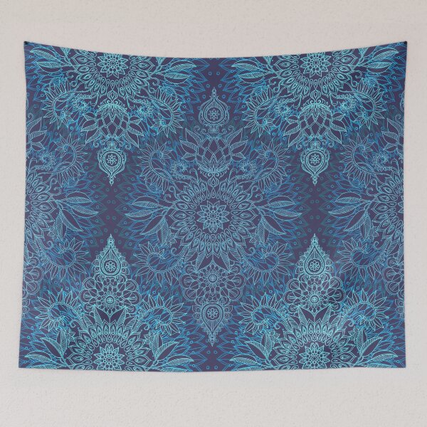 Item preview, Aqua, Cobalt Blue & Purple Protea Doodle Pattern designed and sold by micklyn.