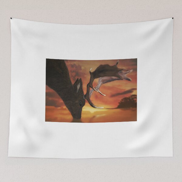 Item preview, Deer Drinking at Sunset designed and sold by ChrisHallArt.