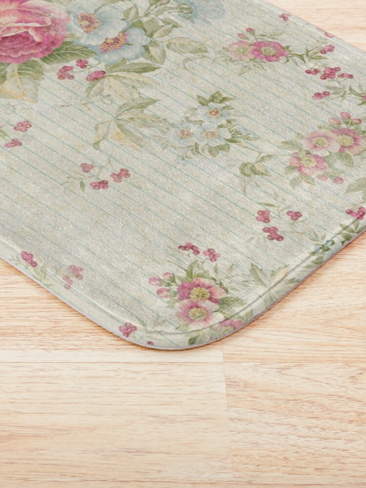 Alternate view of Shabby chic grunge pink floral pattern Bath Mat
