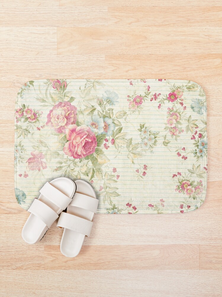 Alternate view of Shabby chic grunge pink floral pattern Bath Mat