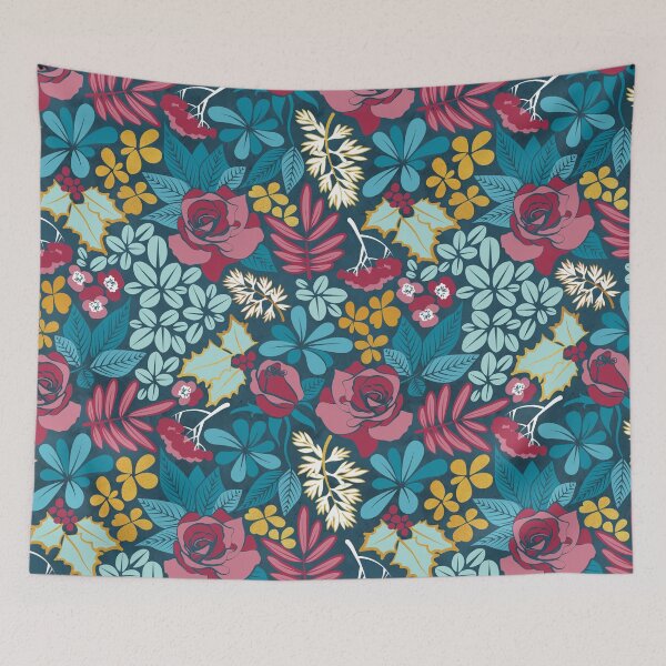 Item preview, Winter garden // blue red and gold designed and sold by SelmaCardoso.