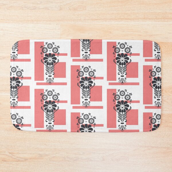 Item preview, Pink squares black  flowers and leaves  designed and sold by Lilith-Designs.