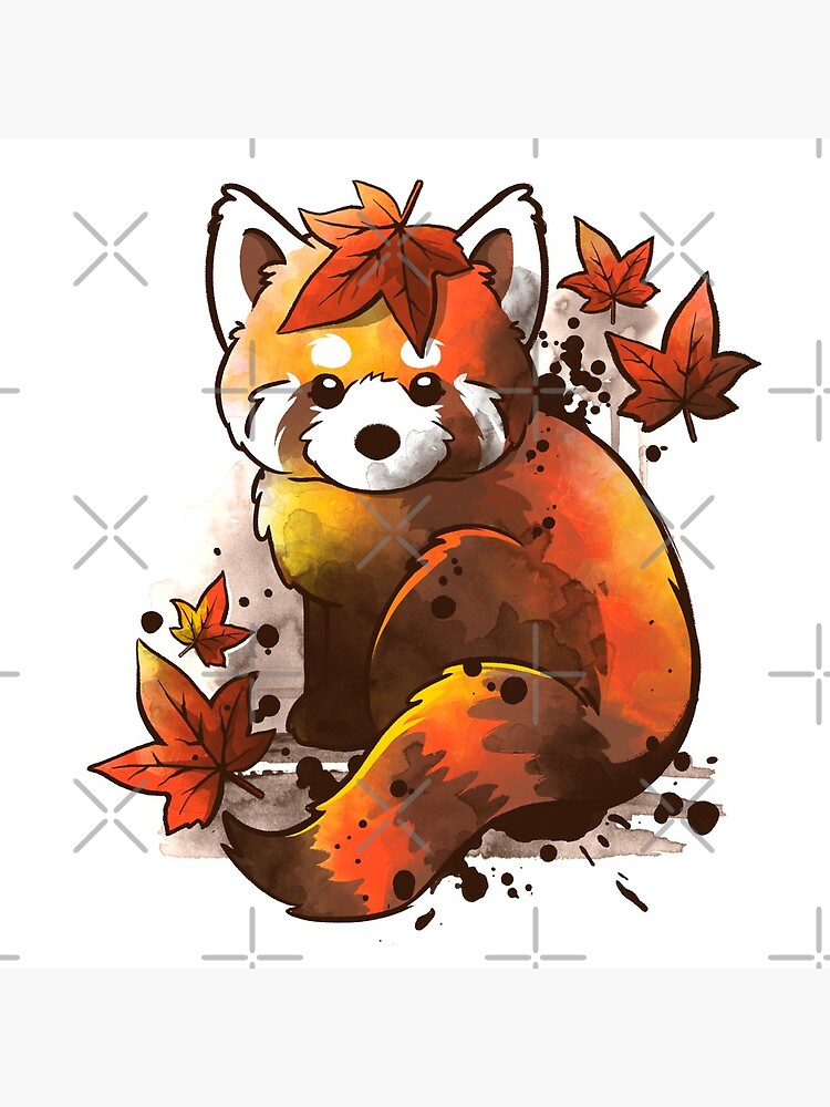 red panda red leaves by NemiMakeit