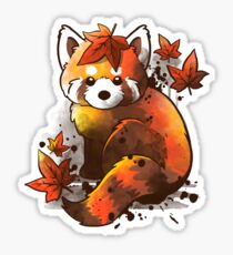 red panda red leaves Sticker