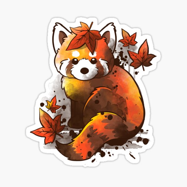 Item preview, red panda red leaves designed and sold by NemiMakeit.