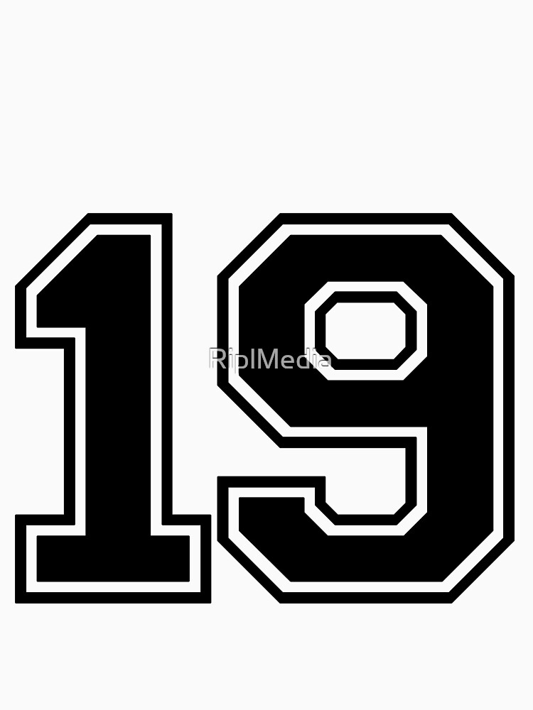 varsity team sports uniform number 19 black t shirt by riplmedia