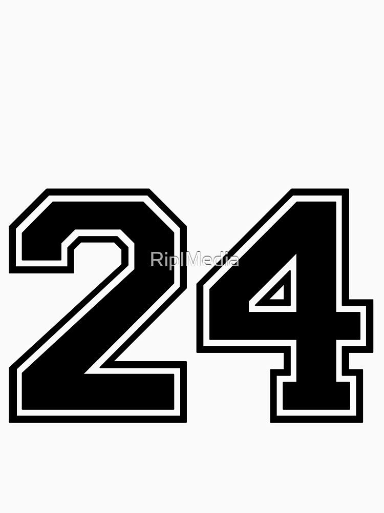 varsity team sports uniform number 24 black t shirt by riplmedia