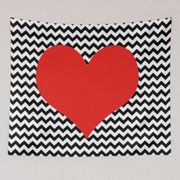 Aperçu de l'œuvre Black and white chevron with Red heart créée et vendue par haroulita.