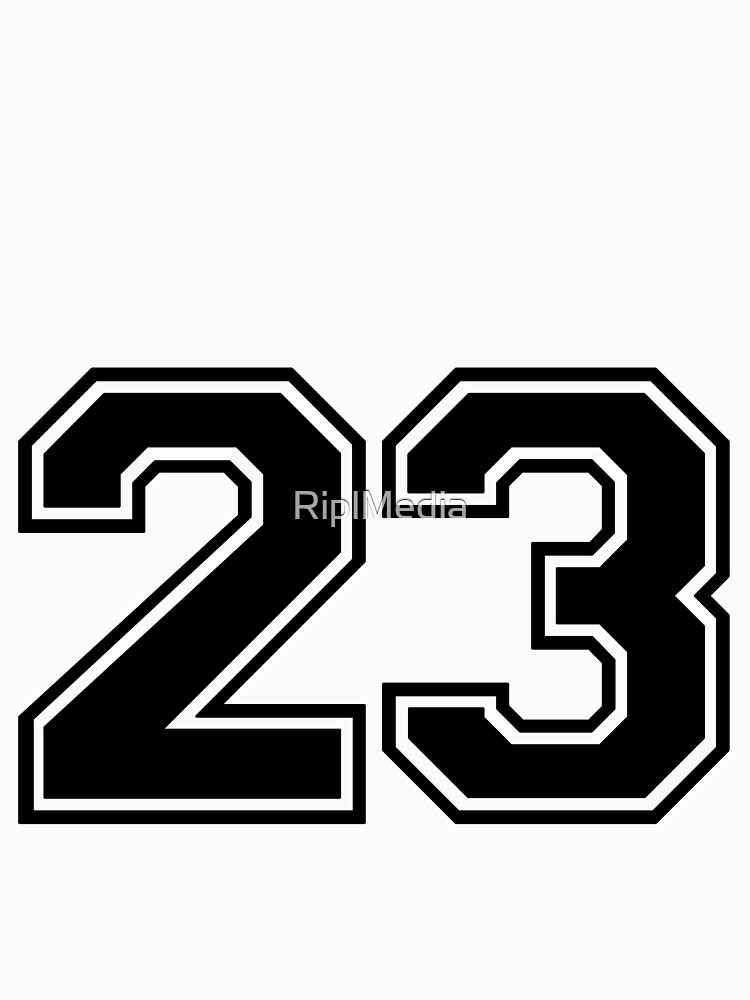 "Varsity Team Sports Uniform Number 23 Black" Fitted TShirt for