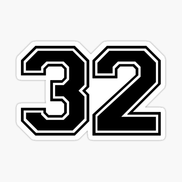 varsity-team-sports-uniform-number-32-black-sticker-for-sale-by