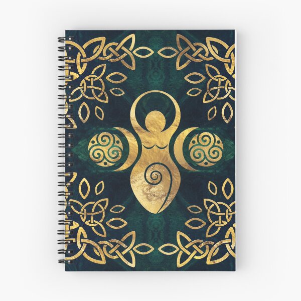 Item preview, Triple Goddess with triskele - gold on shimmer green designed and sold by k9printart.
