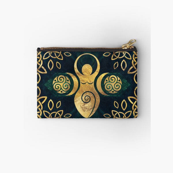 Item preview, Triple Goddess with triskele - gold on shimmer green designed and sold by k9printart.