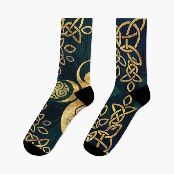 Item preview, Triple Goddess with triskele - gold on shimmer green designed and sold by k9printart.