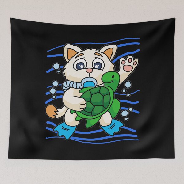 Item preview, KITTY WITH SEA TURTLE designed and sold by Moonpie90.