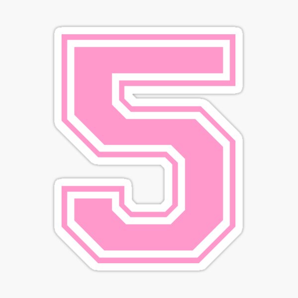 Custom color number five 5 sporty college font sticker