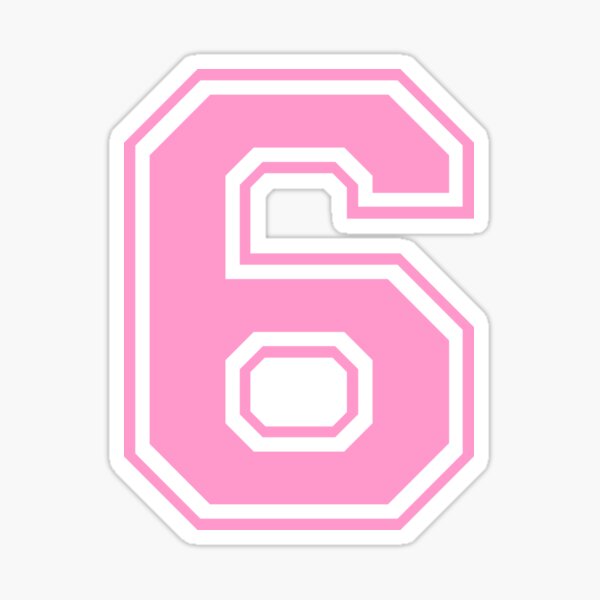 Varsity Team Sports Uniform Number #6 - Pink Sticker for Sale by RiplMedia