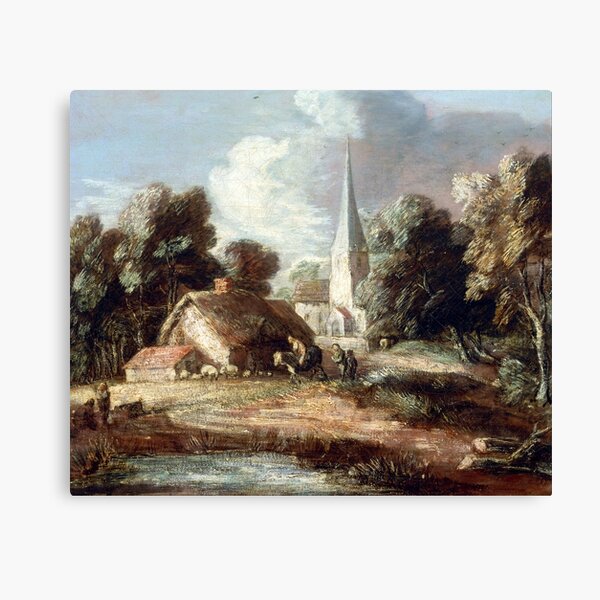 Thomas Gainsborough Landscape with Cottage and Church Canvas Print