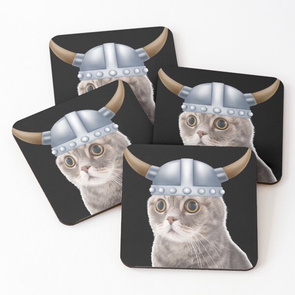 Item preview, Funny Viking Kitty Cat Pussy Helmet with horns Shield Hat Funny Cute designed and sold by funnytshirtemp.