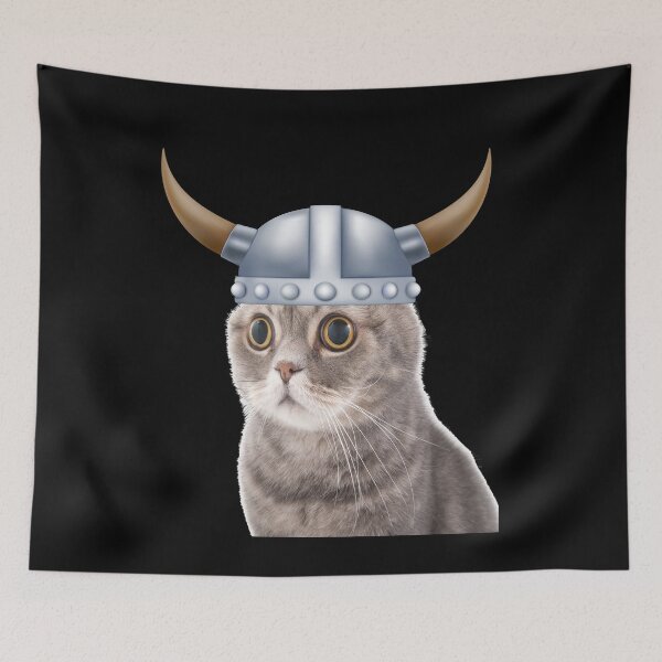 Item preview, Funny Viking Kitty Cat Pussy Helmet with horns Shield Hat Funny Cute designed and sold by funnytshirtemp.