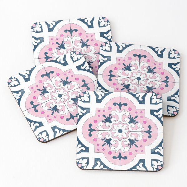 Item preview, Navy and Pink and White Spanish Tile designed and sold by Tiffany Aryee.