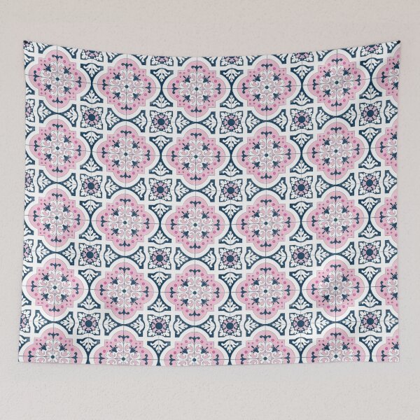 Item preview, Azulejo español azul marino y rosa y blanco designed and sold by Tiffany Aryee.