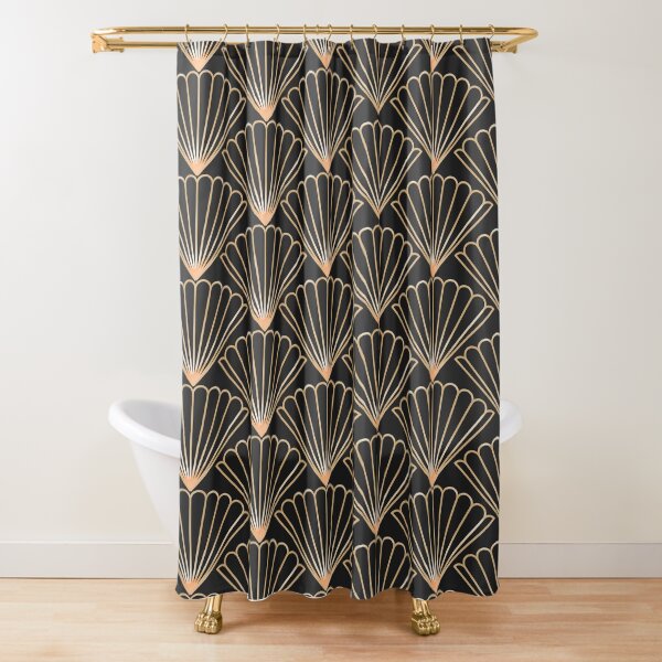 Gold Shell Art Deco Style Gastby Shower Curtain