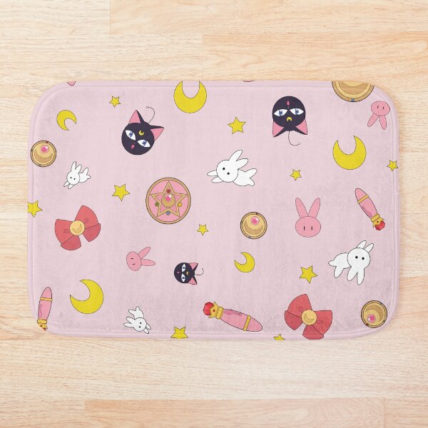 Sailor moon anime manga pattern Bath Mat