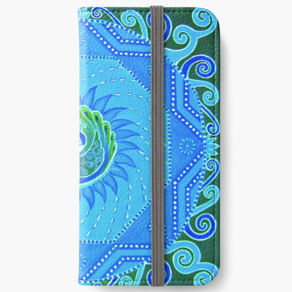 Peacock Mandala blue green turquoise design iPhone Wallet