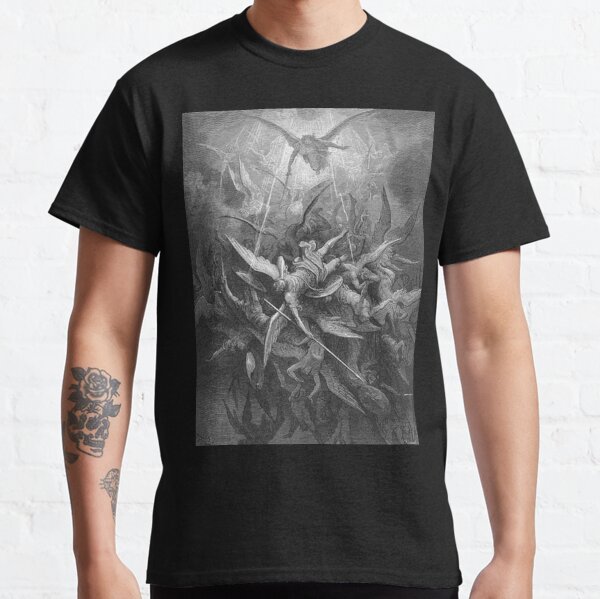 ANGELS & DEMONS. Gustave Dore, Him The Almighty Power Hurled Headlong Flaming From The Eternal Sky. Classic T-Shirt