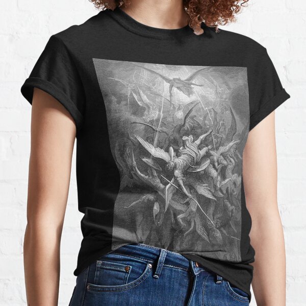 ANGELS & DEMONS. Gustave Dore, Him The Almighty Power Hurled Headlong Flaming From The Eternal Sky. Classic T-Shirt