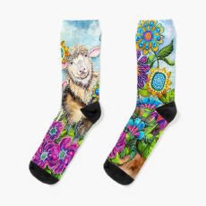 Sheep in the Summer Garden Socks