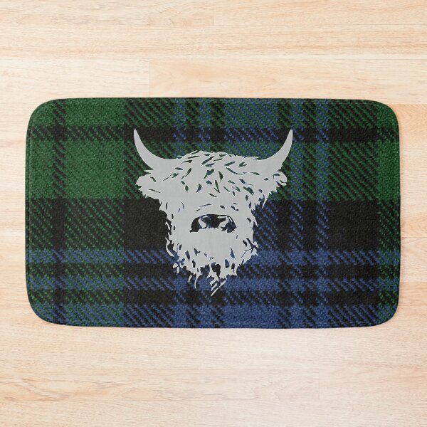 Item preview, Scottish Highland Cow on Black Watch Tartan designed and sold by PoshJocks.