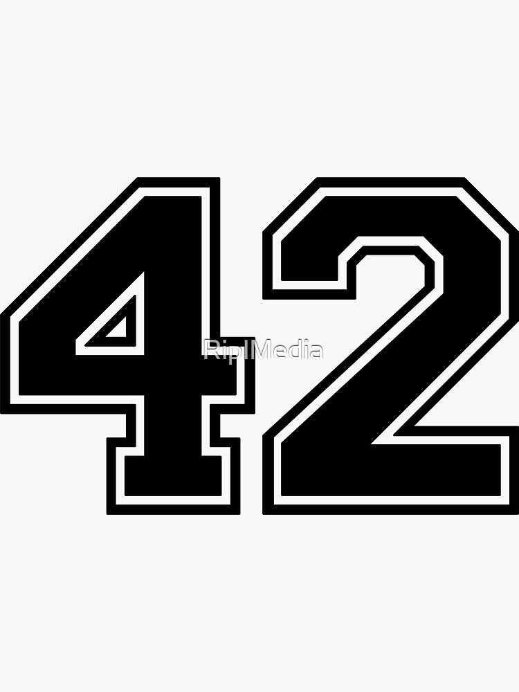 Varsity Team Sports Uniform Number 42 Black Sticker By Riplmedia