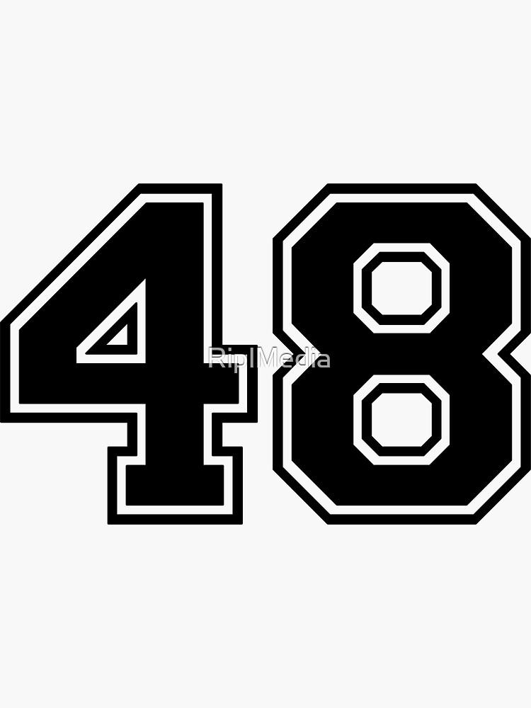 "Varsity Team Sports Uniform Number 48 Black" Sticker for Sale by RiplMedia Redbubble