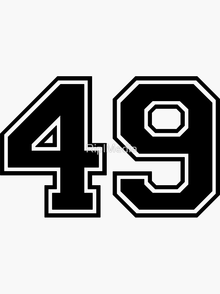 "Varsity Team Sports Uniform Number 49 Black" Sticker for Sale by