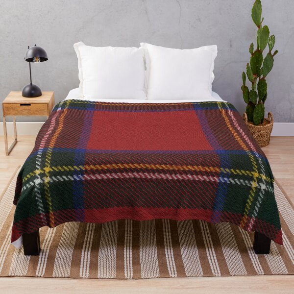 Tartan Plaid-Merino Lambswool Throw Blanket-Royal Stewart Tartan-Made
