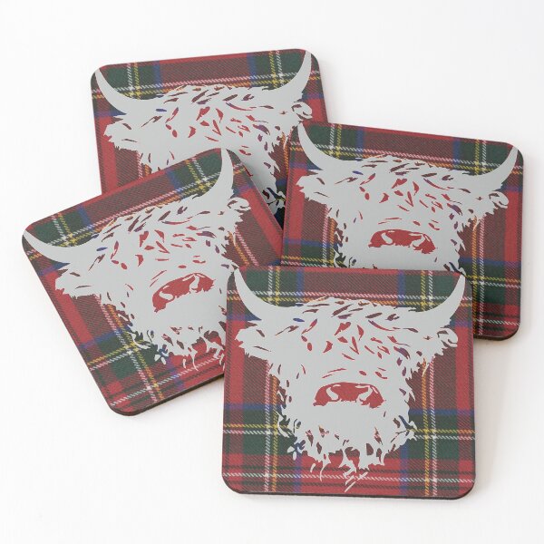 Item preview, Scottish Highland Cow on Royal Stewart Tartan designed and sold by PoshJocks.